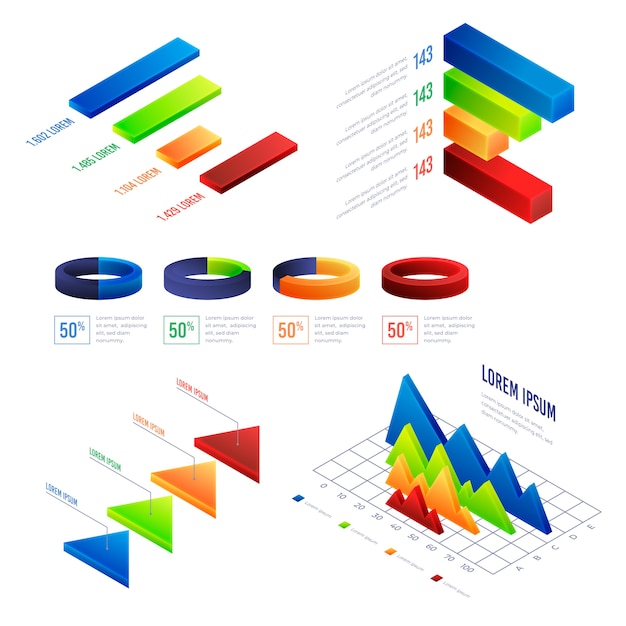 Infografía isométrica colorida