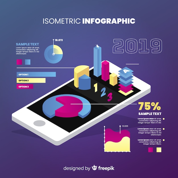 Vector gratuito infografía isométrica