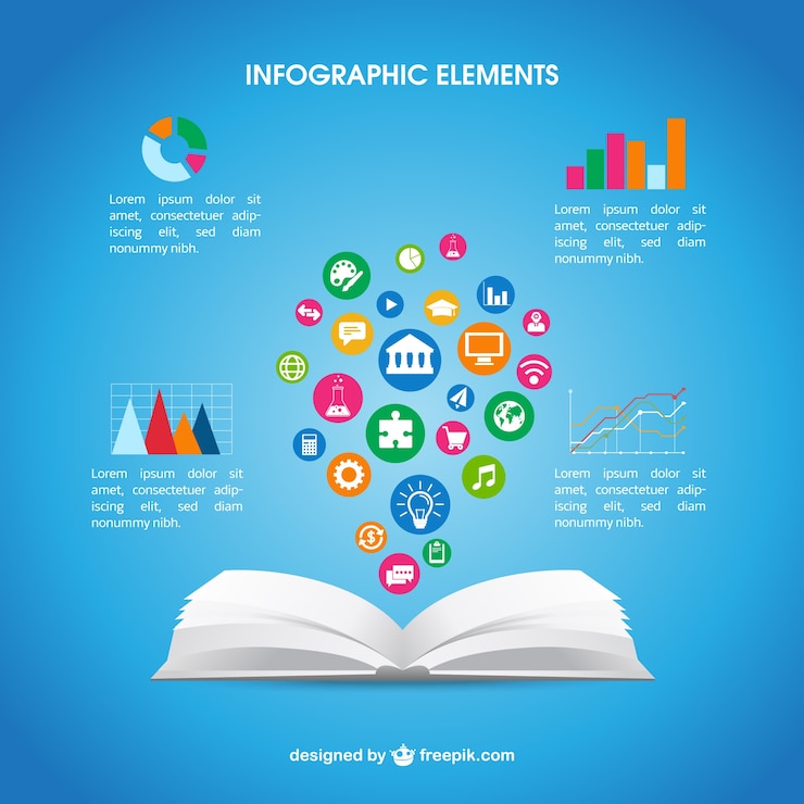 Vector gratuito infografía de libro abierto