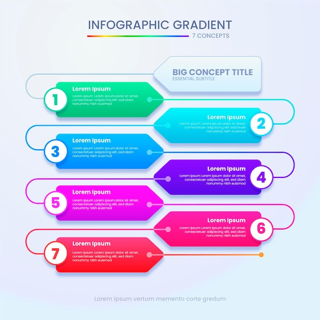 Infografía de línea de tiempo de color degradado