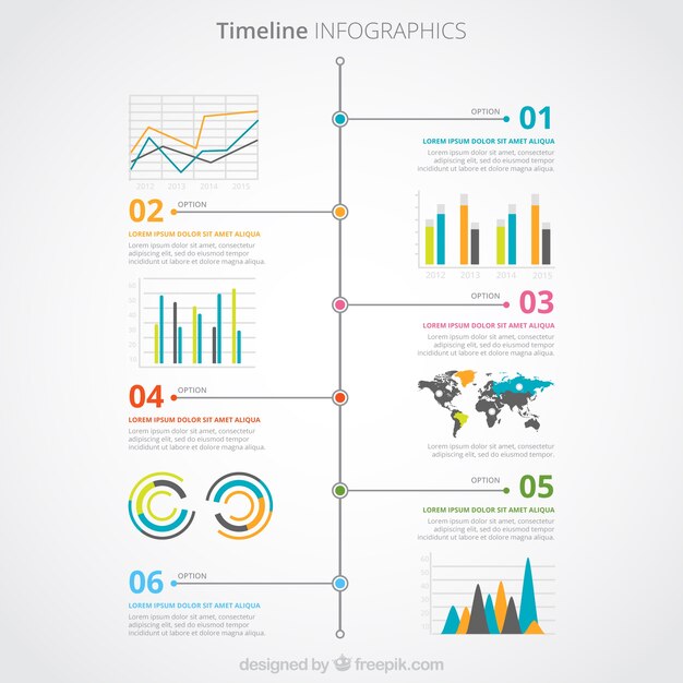 Infografía línea del tiempo de colores