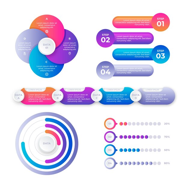 Infografía de línea de tiempo degradada
