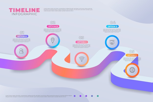 Vector gratuito infografía de línea de tiempo degradada