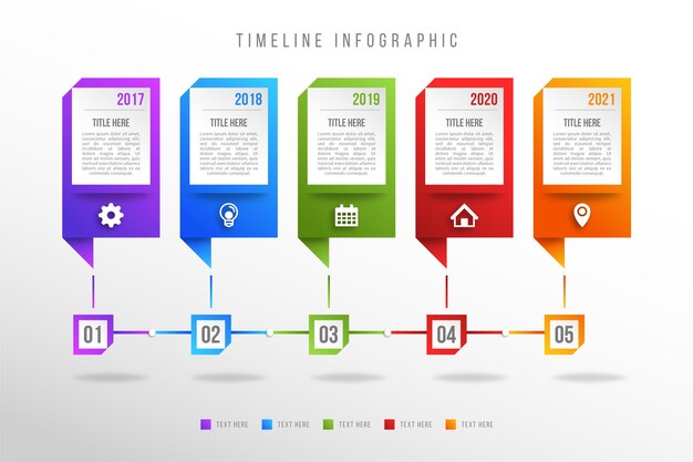 Infografía de línea de tiempo degradado colorido moderno