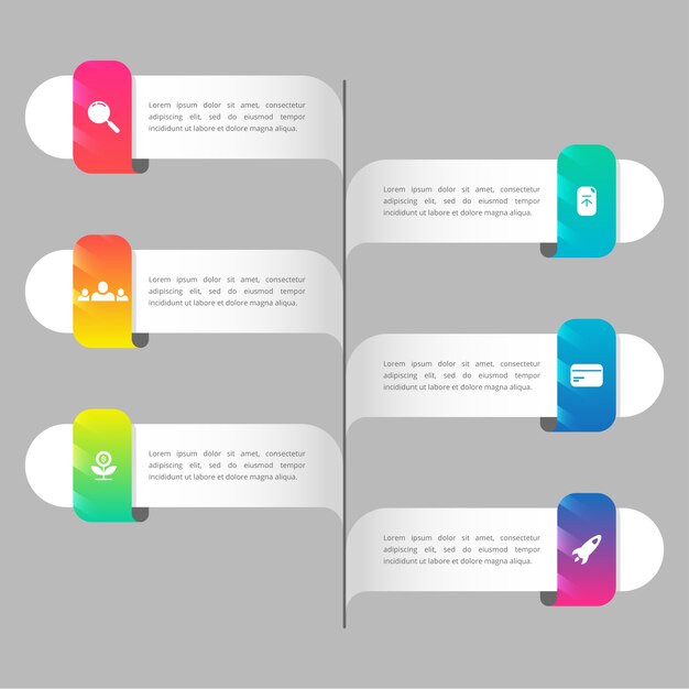 Infografía de línea de tiempo degradado colorido