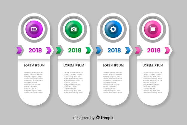 Infografía de línea de tiempo degradado de plantilla