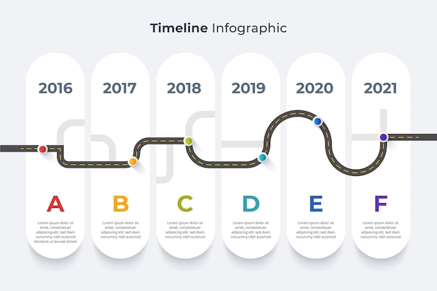 Vector gratuito infografía de línea de tiempo de diseño plano