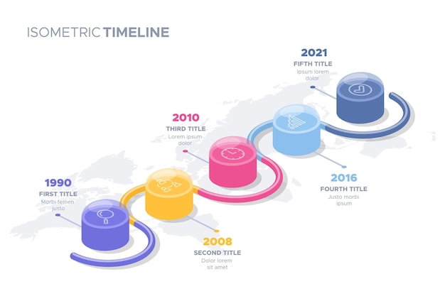 Vector gratuito infografía de línea de tiempo de isometría