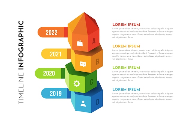 Infografía de línea de tiempo isométrica