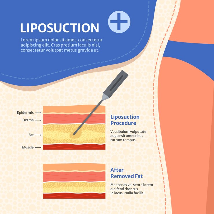Vector gratuito infografía de liposucción de diseño plano dibujado a mano