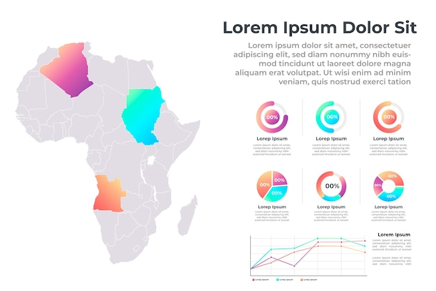 Infografía de mapa de áfrica de diseño plano