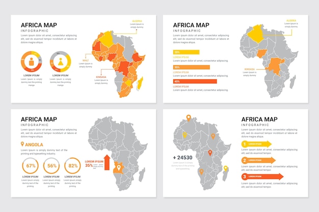 Infografía de mapa de áfrica plana