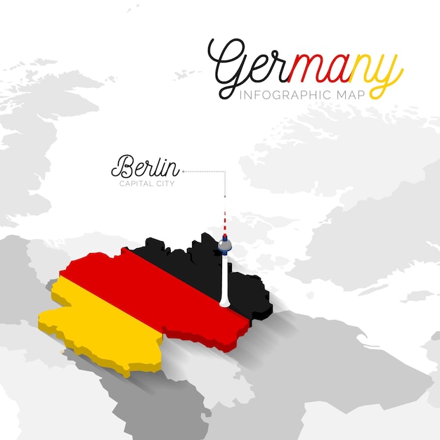 Infografía de mapa de alemania isométrica