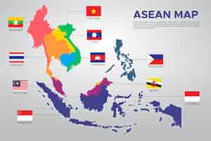 Vector gratuito infografía del mapa de la asean