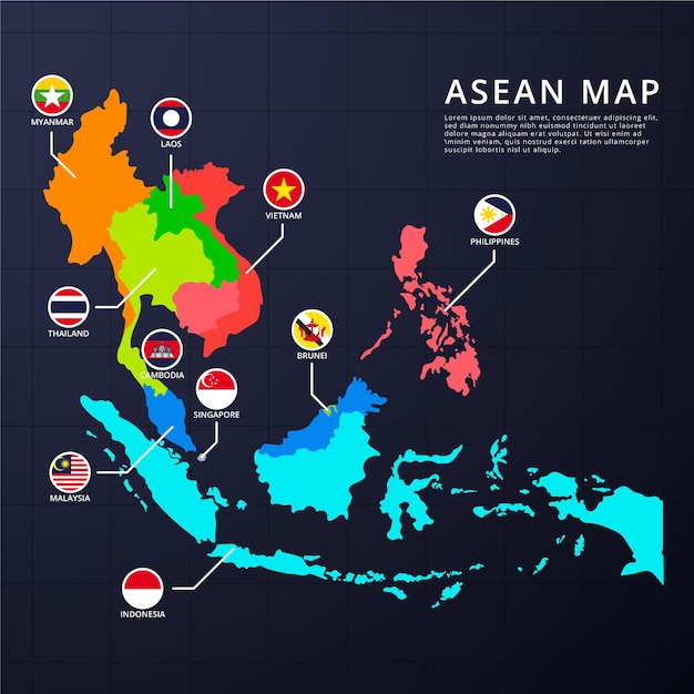 Infografía del mapa de la asean