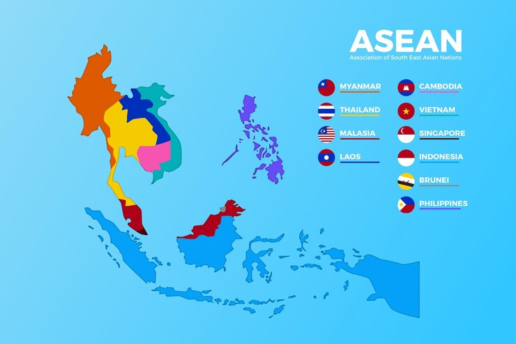Vector gratuito infografía del mapa de la asean