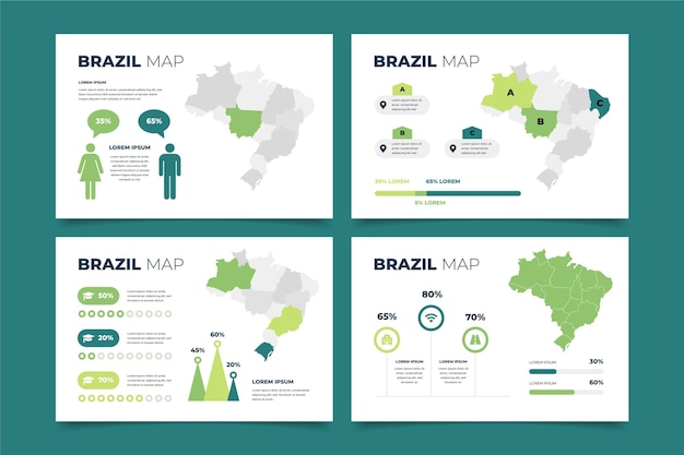 Vector gratuito infografía de mapa de brasil de diseño plano