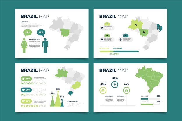 Infografía de mapa de brasil de diseño plano