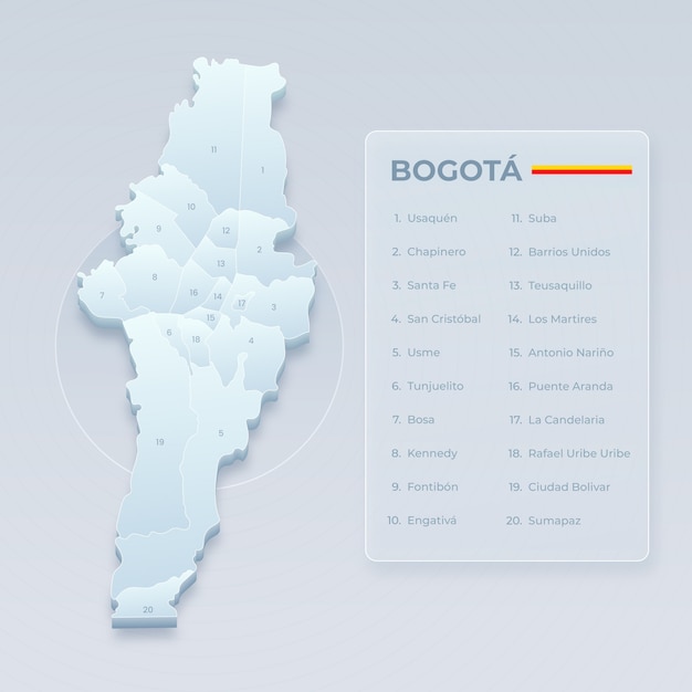 Vector gratuito infografía de mapa degradado de bogotá