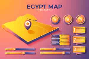 Vector gratuito infografía de mapa de egipto isométrica