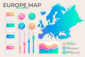 Vector gratuito infografía de mapa de europa degradado