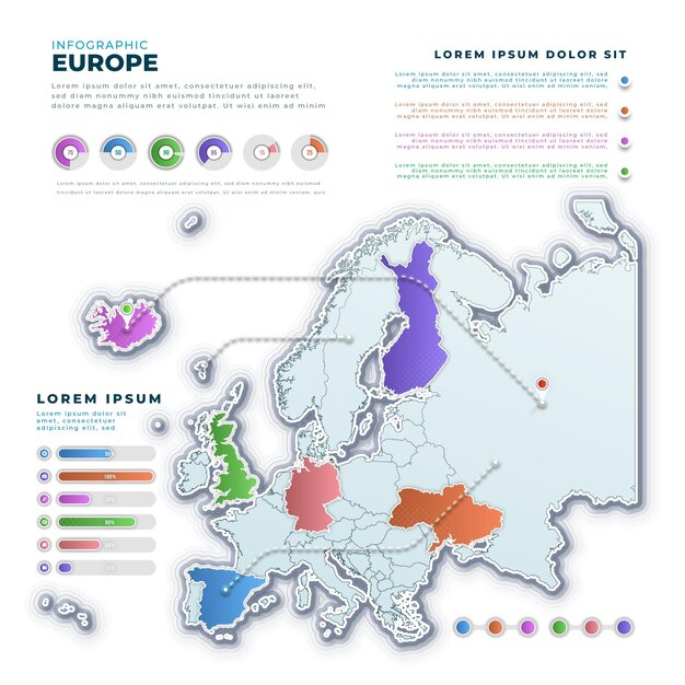 Vector gratuito infografía de mapa de europa degradado