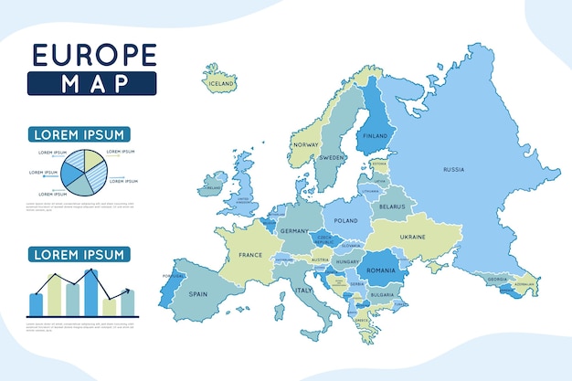 Vector gratuito infografía de mapa de europa dibujado a mano