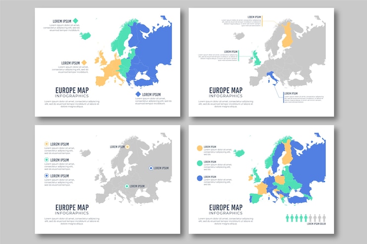 Vector gratuito infografía de mapa de europa plana