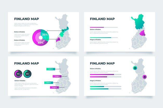 Vector gratuito infografía de mapa de finlandia degradado