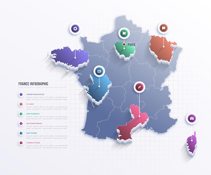 Vector gratuito infografía de mapa de francia
