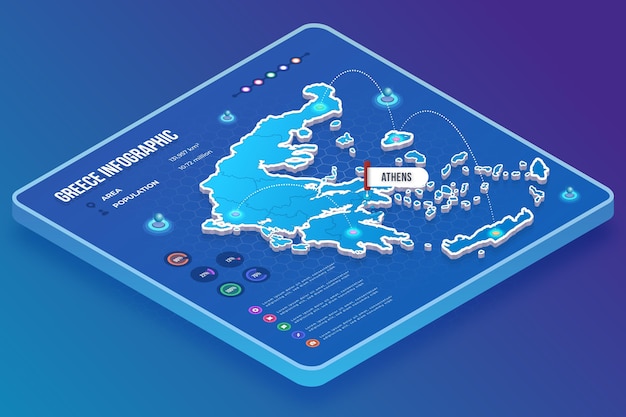 Vector gratuito infografía de mapa de grece isométrica