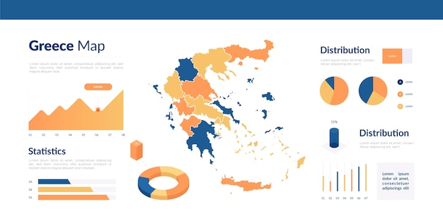 Infografía de mapa de grece isométrica