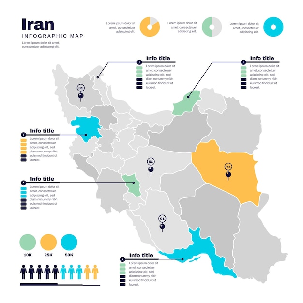 Vector gratuito infografía del mapa de irán