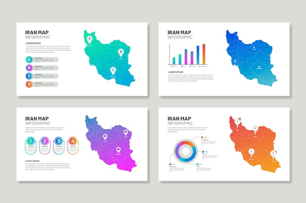 Vector gratuito infografía del mapa de irán