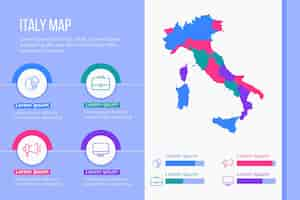 Vector gratuito infografía de mapa de italia plana