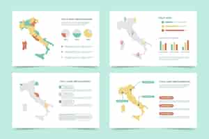 Vector gratuito infografía de mapa de italia plana