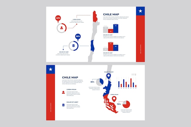 Vector gratuito infografía de mapa lineal de chile