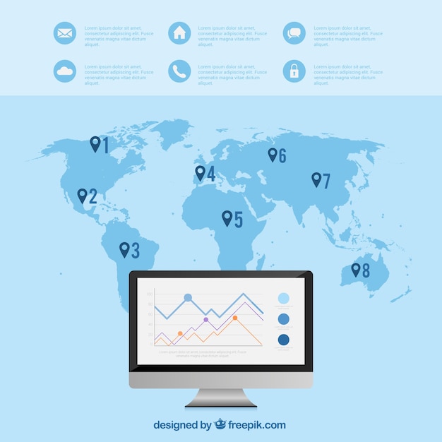 Infografía con mapa del mundo