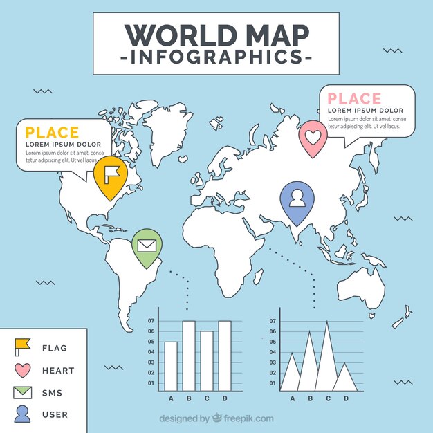 Infografía de mapa del mundo