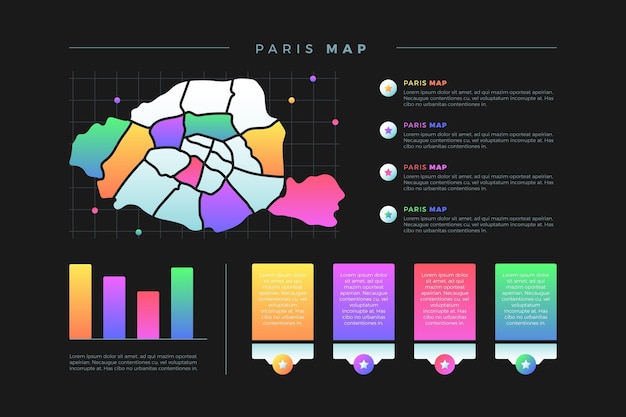Vector gratuito infografía del mapa de parís
