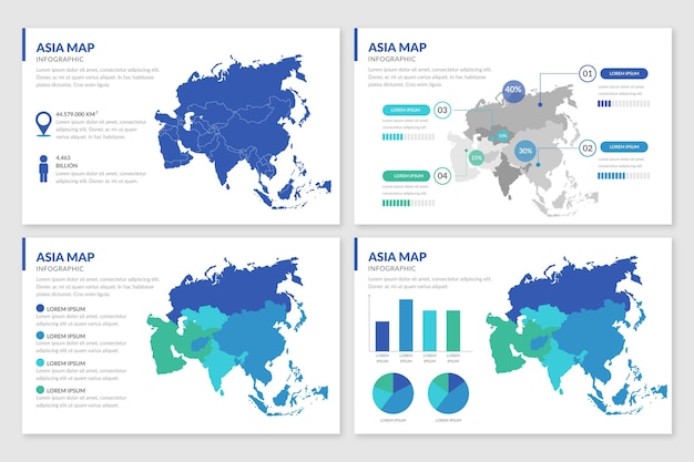 Vector gratuito infografía de mapa plano de asia