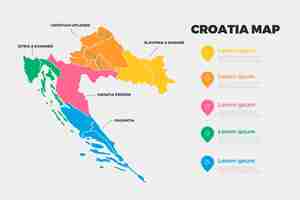 Vector gratuito infografía de mapa plano de croacia