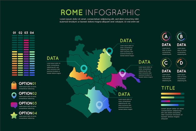 Vector gratuito infografía de mapa de roma degradado