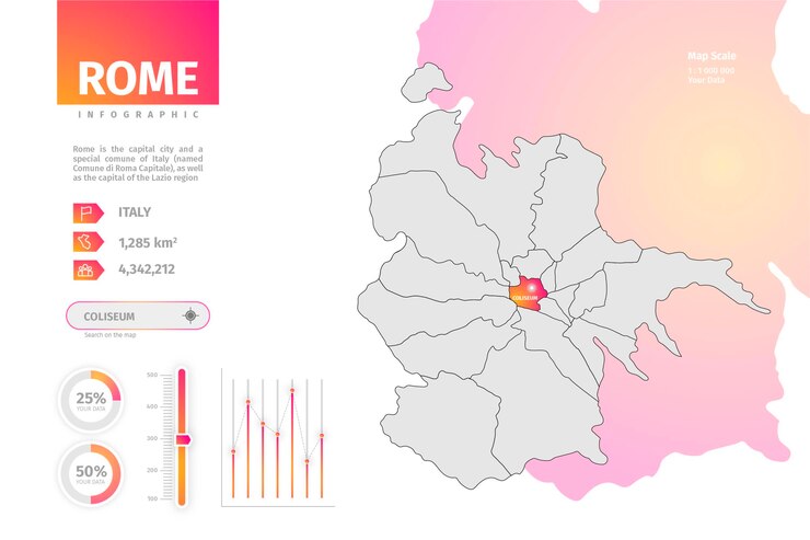 Vector gratuito infografía de mapa de roma degradado