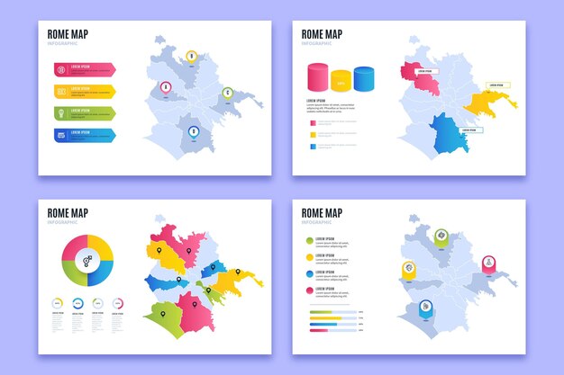 Infografía de mapa de roma degradado