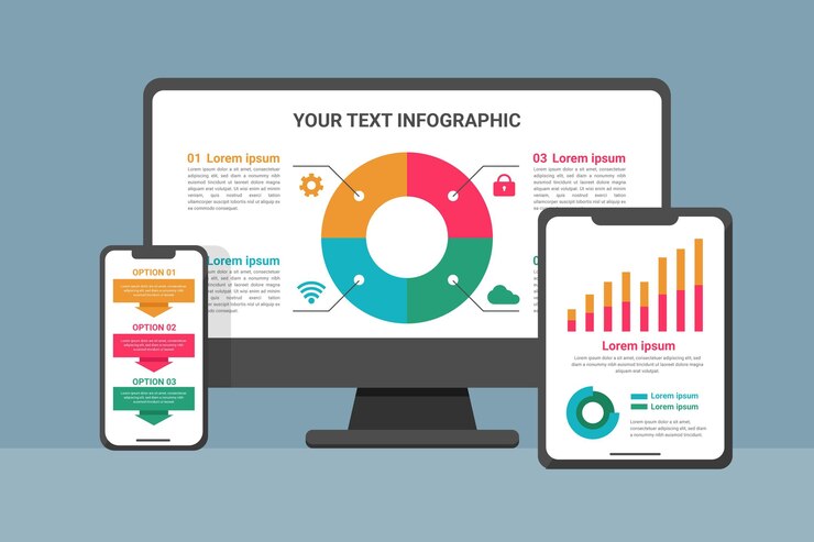 Vector gratuito infografía de maqueta de dispositivo plano