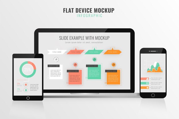 Infografía de maqueta de dispositivo plano