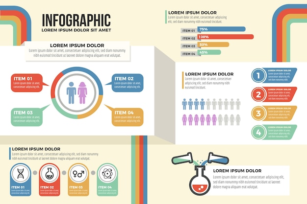 Infografía de marketing con colores retro.