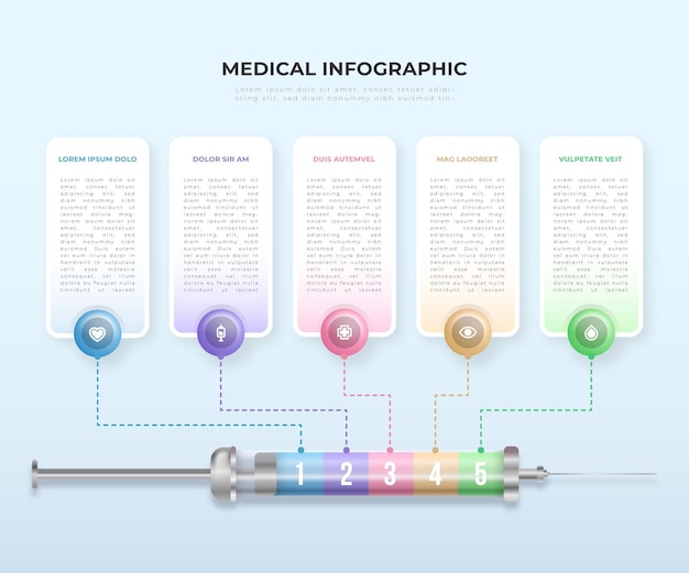 Vector gratuito infografía médica degradada