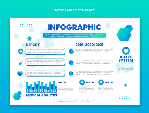 Vector gratuito infografía médica degradada